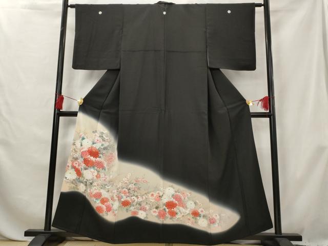 平和屋着物■豪華黒留袖 作家物 花鳥文 暈し染め 正絹 逸品 AABG6815st