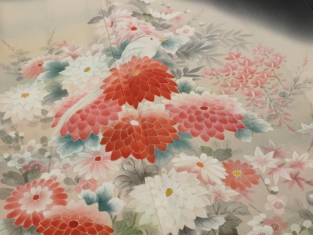 平和屋着物■豪華黒留袖 作家物 花鳥文 暈し染め 正絹 逸品 AABG6815st