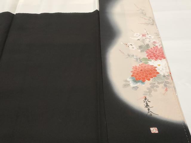 平和屋着物■豪華黒留袖 作家物 花鳥文 暈し染め 正絹 逸品 AABG6815st