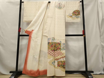 平和屋着物■訪問着 刺繍 雲取り花文 金彩 正絹 逸品 AABG6834st