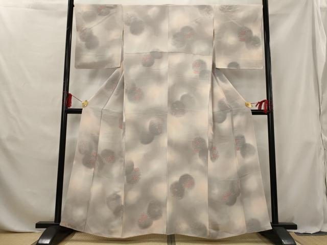 平和屋着物■上質な小紋 地紋起こし 花丸文 暈し染め 正絹 逸品 AABG6842st