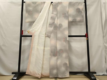 平和屋着物■上質な小紋 地紋起こし 花丸文 暈し染め 正絹 逸品 AABG6842st