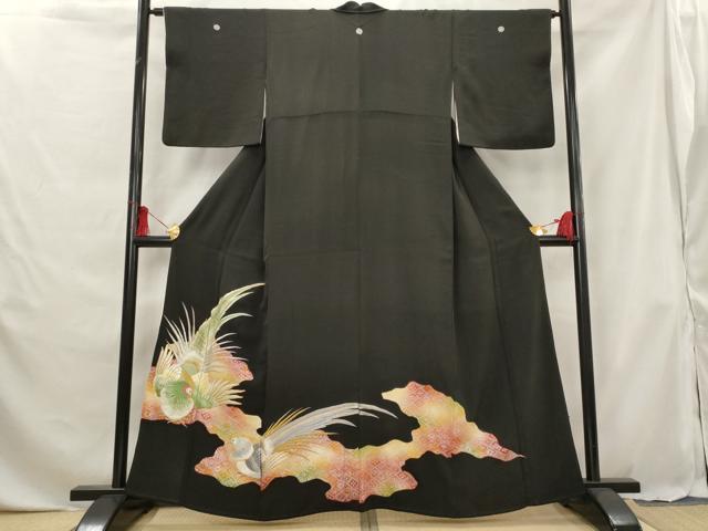 平和屋着物■豪華黒留袖 駒刺繍 雉 金銀糸 金銀彩 正絹 逸品 AABG6865st