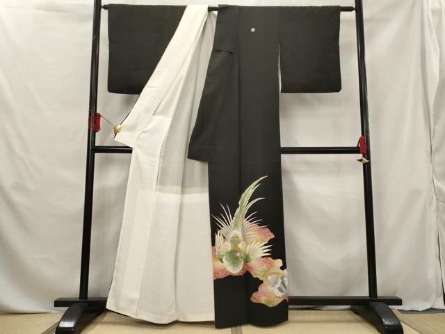 平和屋着物■豪華黒留袖 駒刺繍 雉 金銀糸 金銀彩 正絹 逸品 AABG6865st