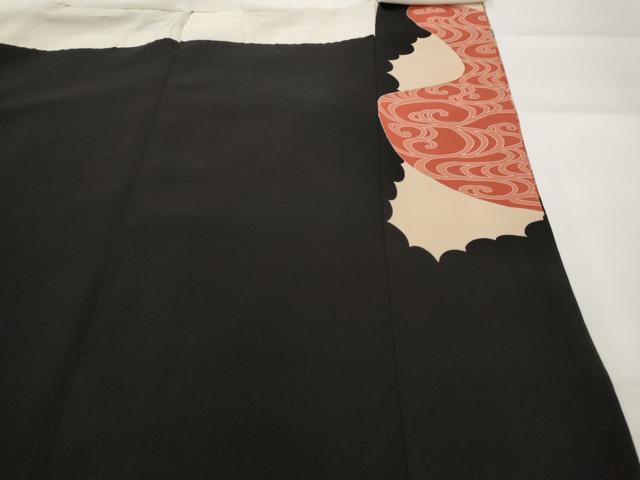 平和屋着物■豪華黒留袖　駒刺繍　流水扇面花文　暈し染め　金彩　正絹　逸品　AABG6866st
