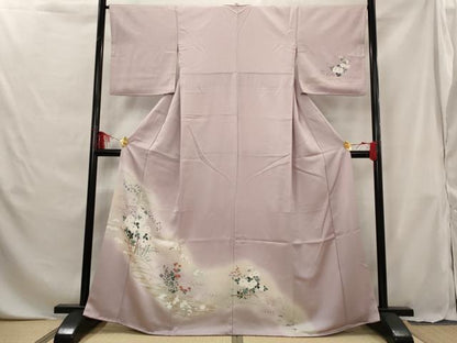 平和屋着物■訪問着 流水草花文 暈し染め 金彩 正絹 逸品 AABG6876st