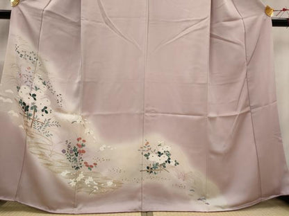 平和屋着物■訪問着 流水草花文 暈し染め 金彩 正絹 逸品 AABG6876st