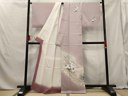 平和屋着物■訪問着 流水草花文 暈し染め 金彩 正絹 逸品 AABG6876st
