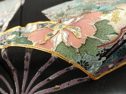平和屋着物■豪華黒留袖　駒刺繍　螺鈿　桃山百華皿君子文　暈し染め　金銀彩　正絹　逸品　AABG6879st