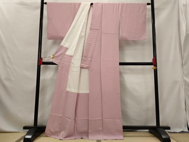 平和屋着物■上質な色無地 紋意匠 鴇色 正絹 逸品 AABG6880st