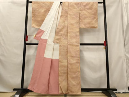 平和屋着物■小紋　青海波地紋　暈し染め　洗える着物　未使用　AABG6893st