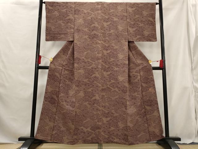 平和屋着物■上質な小紋 地紙草花文 反端付き 正絹 逸品 未使用 AABG6894st