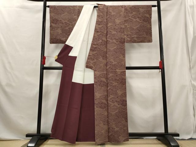 平和屋着物■上質な小紋 地紙草花文 反端付き 正絹 逸品 未使用 AABG6894st