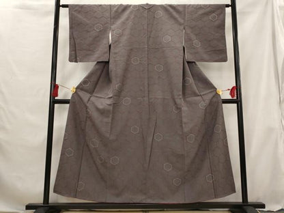 平和屋着物■上質な紬 刺繍 刺し子 亀甲文 正絹 逸品 AABG6900st