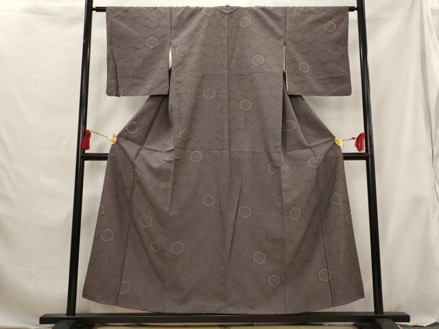 平和屋着物■上質な紬 刺繍 刺し子 亀甲文 正絹 逸品 AABG6900st