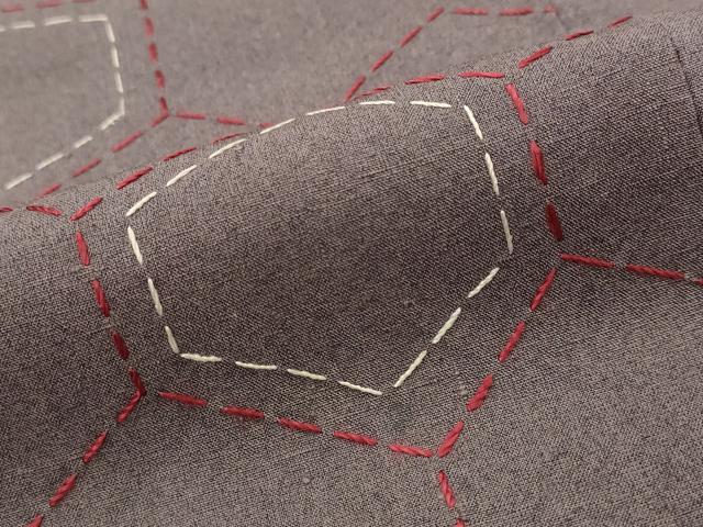 平和屋着物■上質な紬 刺繍 刺し子 亀甲文 正絹 逸品 AABG6900st