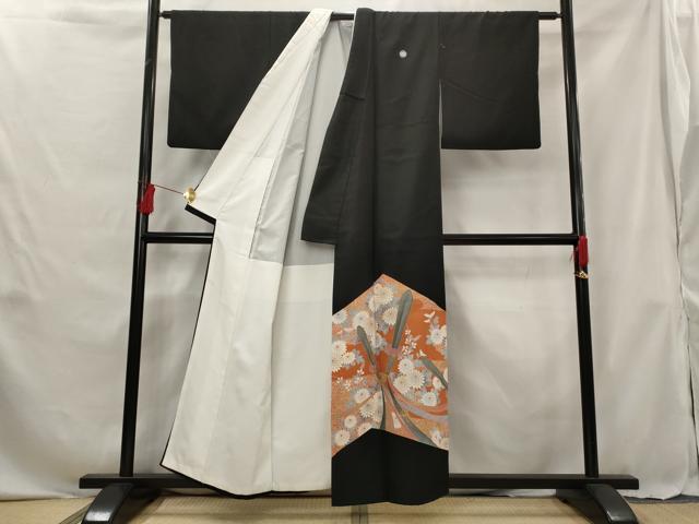 平和屋着物■豪華黒留袖　草花文　金彩　正絹　逸品　AABG6901st