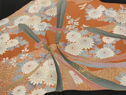 平和屋着物■豪華黒留袖　草花文　金彩　正絹　逸品　AABG6901st