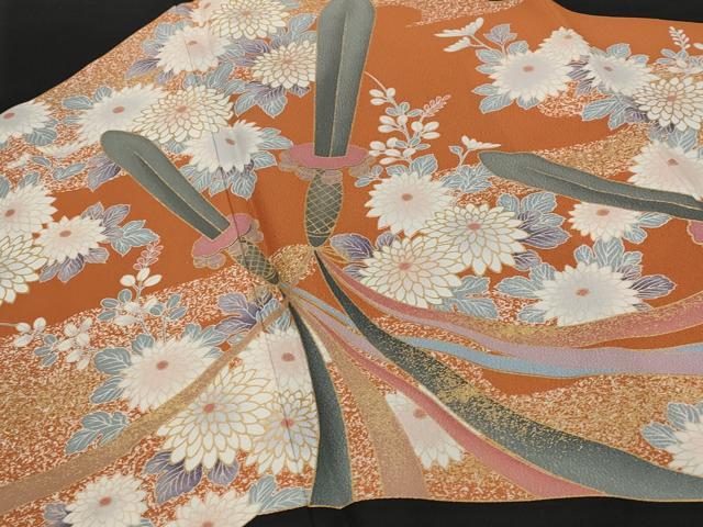 平和屋着物■豪華黒留袖　草花文　金彩　正絹　逸品　AABG6901st