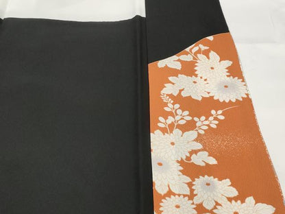 平和屋着物■豪華黒留袖　草花文　金彩　正絹　逸品　AABG6901st