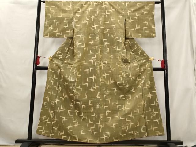 平和屋着物■上質な紬　幾何学文様　正絹　逸品　AABG6903st