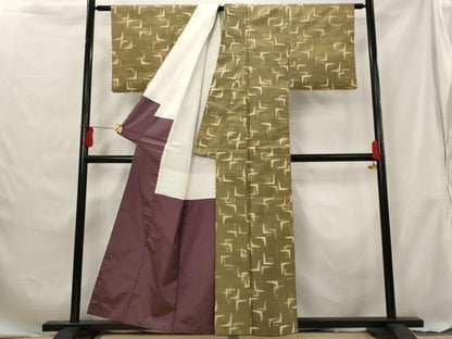 平和屋着物■上質な紬　幾何学文様　正絹　逸品　AABG6903st