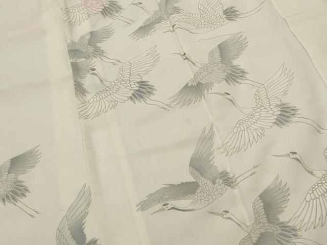 平和屋着物■長襦袢　無双仕立て　飛鶴文　半衿刺繍　正絹　逸品　AABG6904st