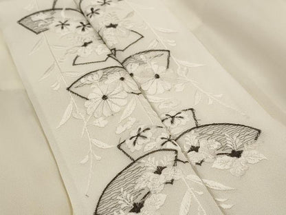 平和屋着物■長襦袢　無双仕立て　飛鶴文　半衿刺繍　正絹　逸品　AABG6904st
