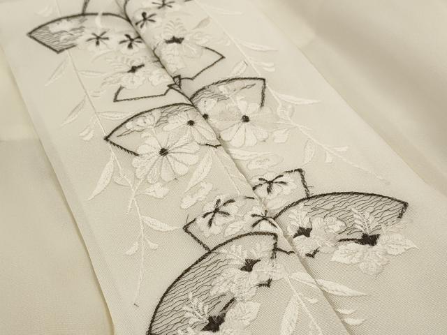 平和屋着物■長襦袢　無双仕立て　飛鶴文　半衿刺繍　正絹　逸品　AABG6904st