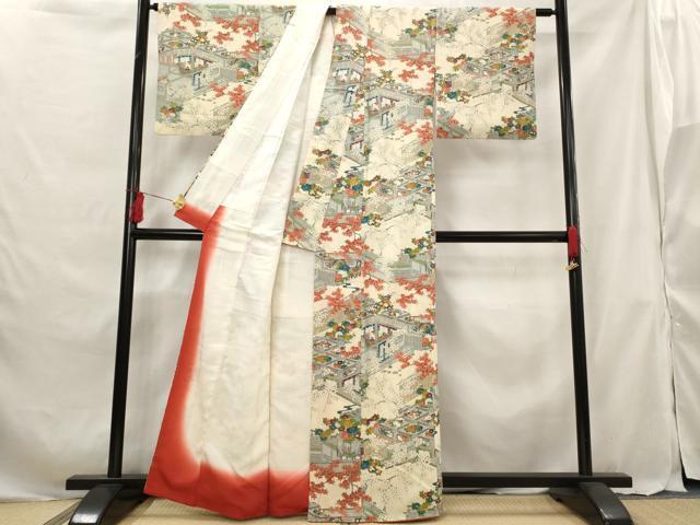 平和屋着物■上質な小紋 風景花文 金彩 正絹 逸品 AABG6910st
