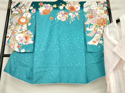 平和屋着物●川栄李奈　小振袖・長襦袢(無双仕立て)セット　蔓帯花文　金彩　AABG6923ck