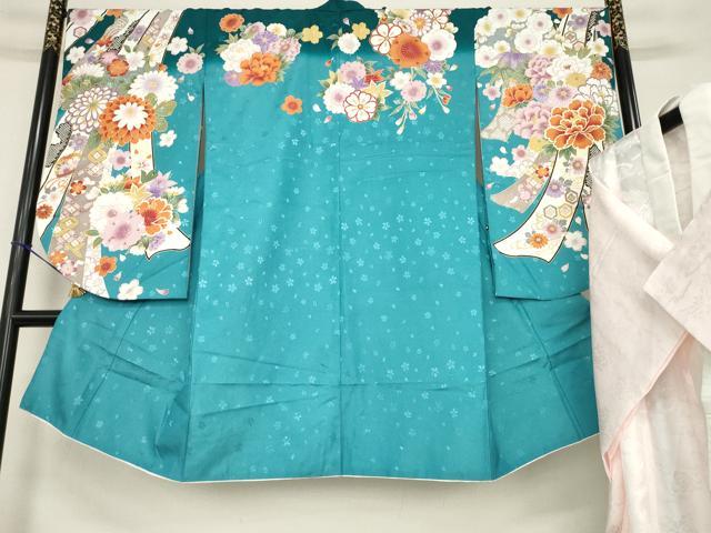 平和屋着物●川栄李奈　小振袖・長襦袢(無双仕立て)セット　蔓帯花文　金彩　AABG6923ck