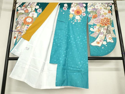 平和屋着物●川栄李奈　小振袖・長襦袢(無双仕立て)セット　蔓帯花文　金彩　AABG6923ck