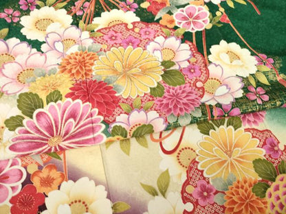 平和屋着物●豪華振袖　刺繍　雪輪花文　暈し染め　金彩　銀通し地　ロング丈　正絹　逸品　AABG6926ck