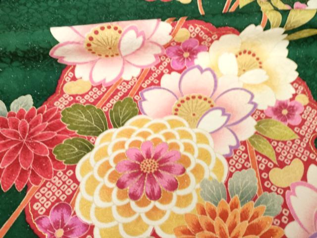 平和屋着物●豪華振袖　刺繍　雪輪花文　暈し染め　金彩　銀通し地　ロング丈　正絹　逸品　AABG6926ck