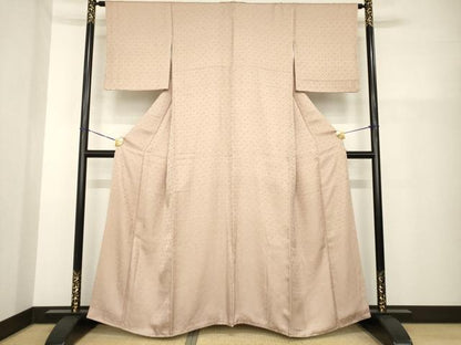 平和屋着物●上質な色無地　花鳥菱地紋　水柿色　正絹　逸品　AABG6931ck