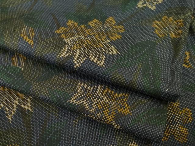 平和屋着物●本場大島紬　一元絣　草花文　正絹　逸品　AABG6932ck