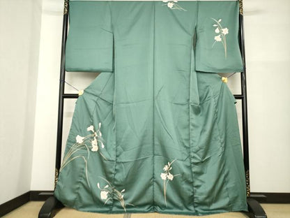 平和屋着物●訪問着　百合　ユリ　金彩　丹後ちりめん　仮絵羽　正絹　逸品　未使用　AABG6935ck