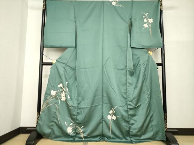 平和屋着物●訪問着　百合　ユリ　金彩　丹後ちりめん　仮絵羽　正絹　逸品　未使用　AABG6935ck