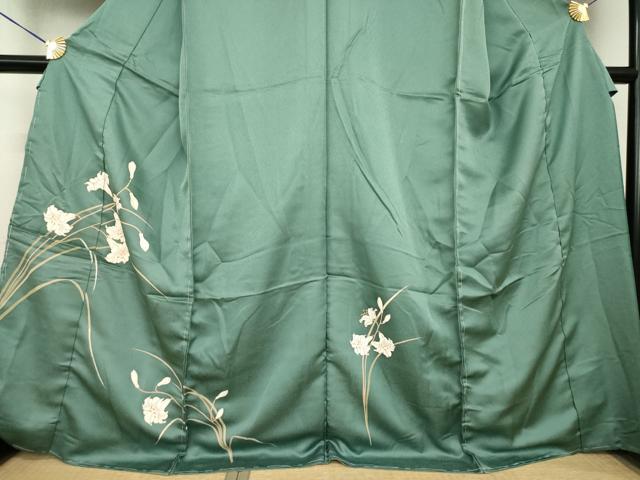平和屋着物●訪問着　百合　ユリ　金彩　丹後ちりめん　仮絵羽　正絹　逸品　未使用　AABG6935ck