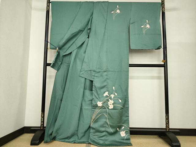 平和屋着物●訪問着　百合　ユリ　金彩　丹後ちりめん　仮絵羽　正絹　逸品　未使用　AABG6935ck