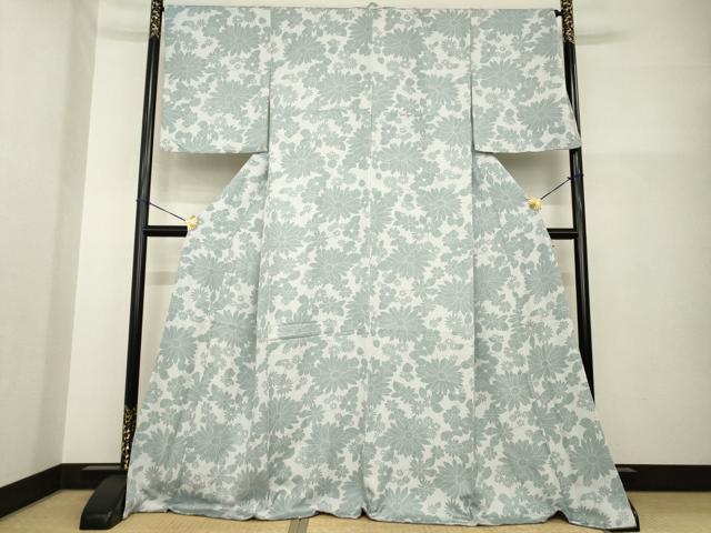 平和屋着物●上質な小紋　草花文　ロング丈　正絹　逸品　AABG6941ck