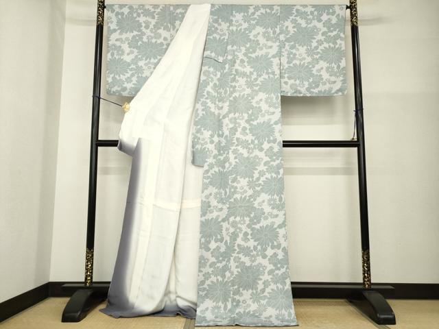 平和屋着物●上質な小紋　草花文　ロング丈　正絹　逸品　AABG6941ck