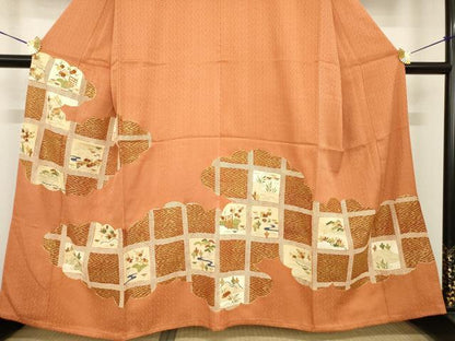 平和屋着物●創業460年・千總　色留袖　友禅　駒刺繍　雲取り風景文　金彩　西武百貨店扱い　正絹　逸品　AABG6942ck