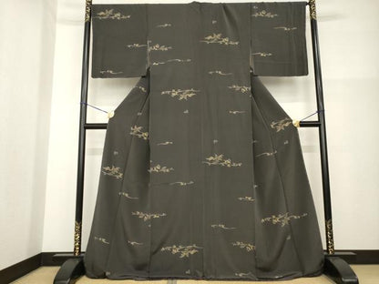 平和屋着物●上質な小紋　花鳥文　金彩　正絹　逸品　AABG6943ck