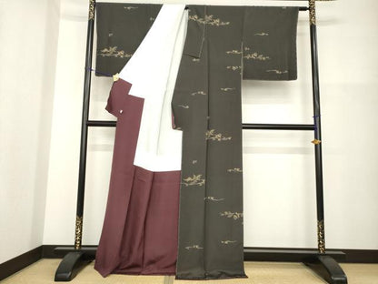 平和屋着物●上質な小紋　花鳥文　金彩　正絹　逸品　AABG6943ck