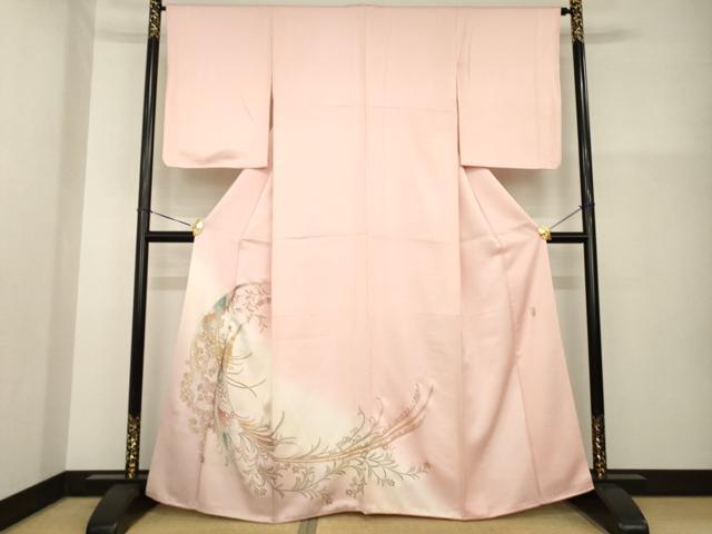 平和屋着物●金彩友禅　卓越技能者・名工・和田光正　訪問着　孔雀花文　暈し染め　金銀彩　正絹　逸品　AABG6944ck