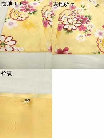 平和屋着物●小振袖　二尺袖　雪輪花文　金彩　洗える着物　AABG6945ck