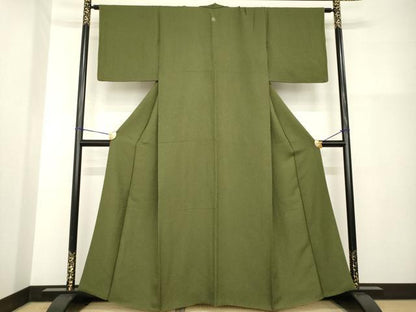平和屋着物●上質な色無地　海松色　高島屋扱い　正絹　逸品　AABG6949ck