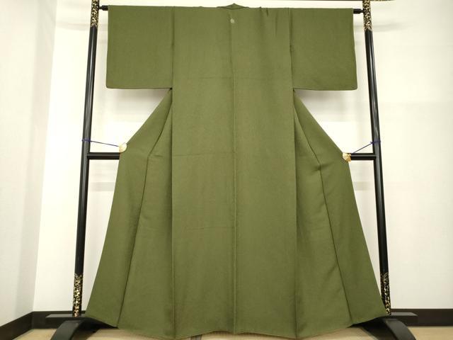 平和屋着物●上質な色無地　海松色　高島屋扱い　正絹　逸品　AABG6949ck
